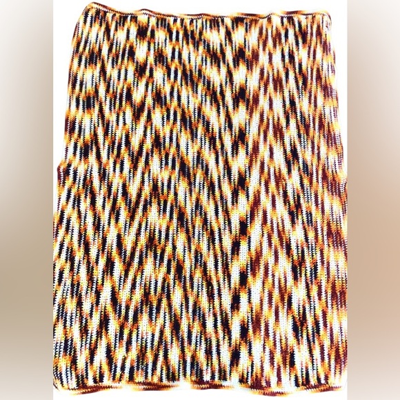 Vintage Afghan White Yellow Brown Golden Orange Afghan Blanket Throw 44" x 56" - Picture 1 of 6